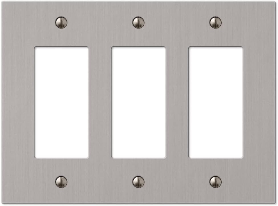 Amerelle 55RRRBN Elan Wallplate, 3 Rocker, Cast Metal, Brushed Nickel, 1-Pack