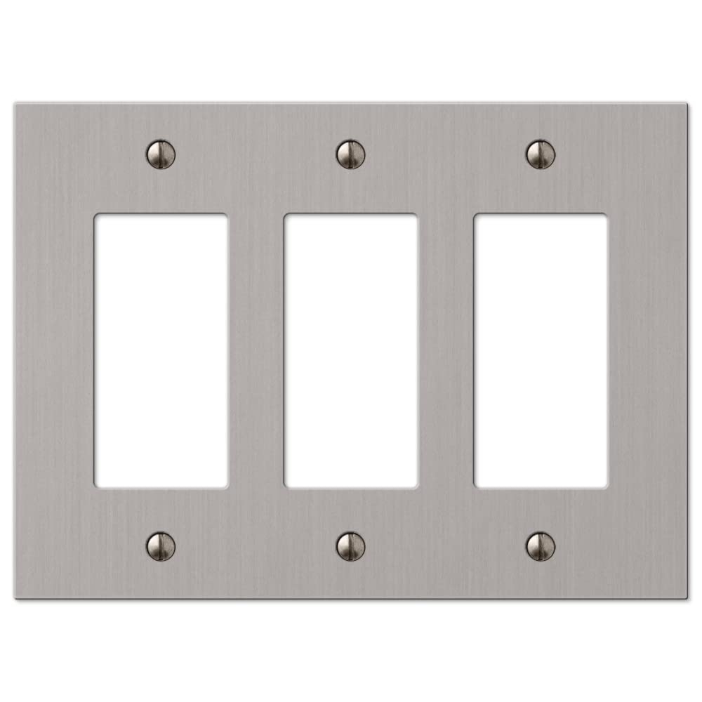 Amerelle 55RRRBN Elan Wallplate, 3 Rocker, Cast Metal, Brushed Nickel, 1-Pack