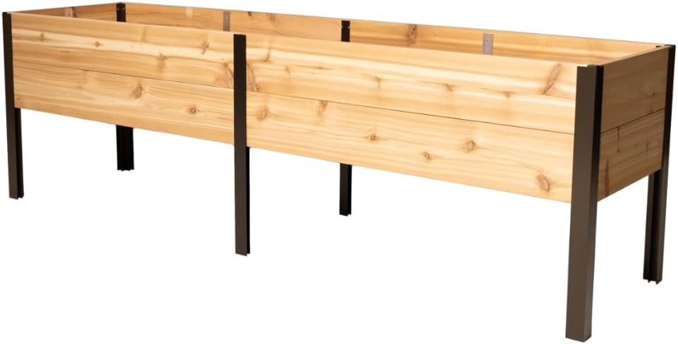 Gardener's Supply Company Elevated Cedar Raised Garden Bed | 2' x 8' Heavy Duty Standing Planter Box with Aluminum Corners for Outdoor Plants Vegetables Flowers | Perfect for Patio & Backyard