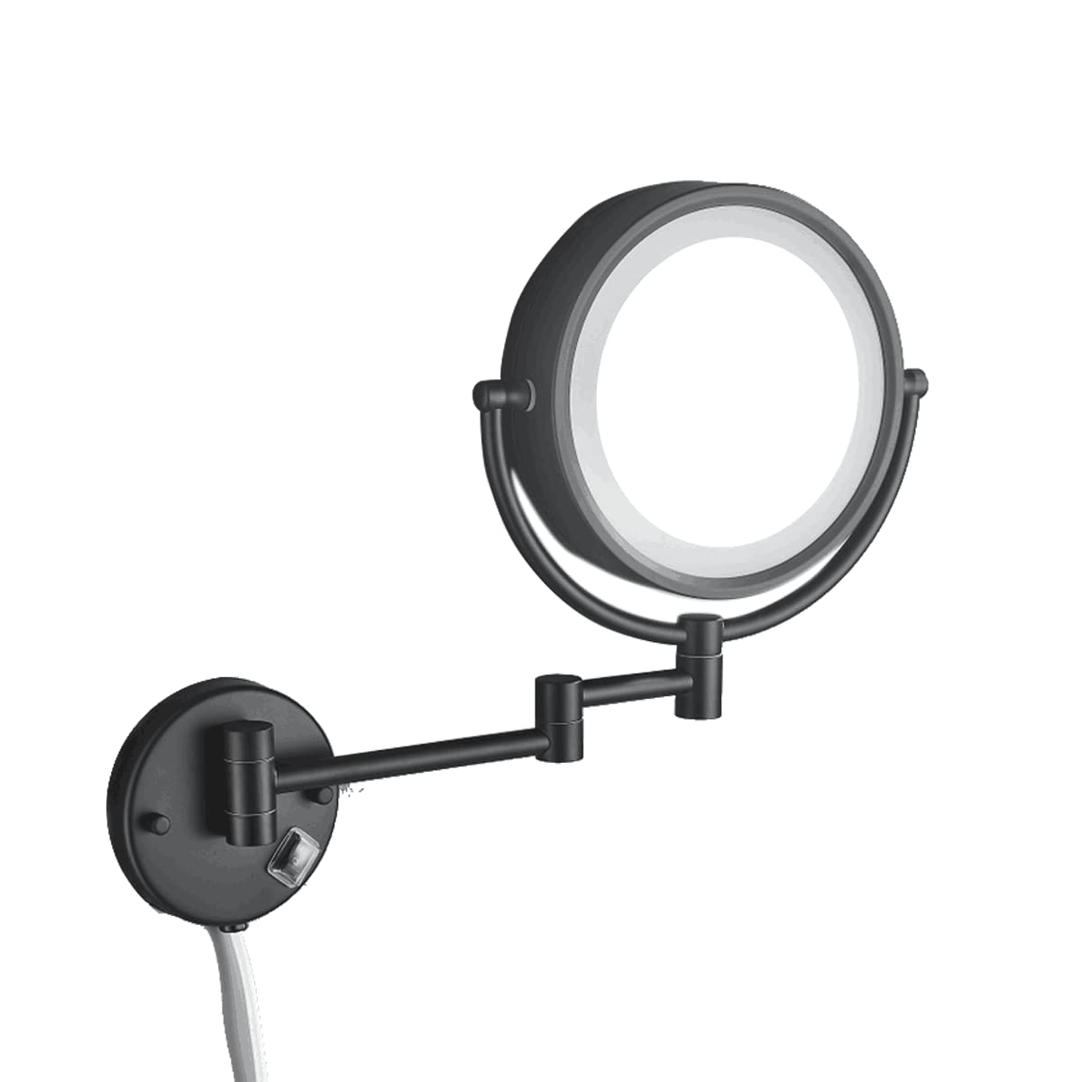 8.5 Inch Wall Makeup Mirror with 3 Tones LED Lights,Double Sided Vanity Mirror for Bathroom 10X Magnification,Plug Powered (Black/10X)