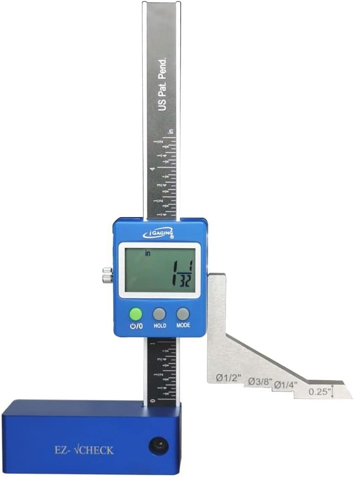 iGaging Digital 5" Height Gauge EZ-Check for Woodwork Router and Table Saw Adjustment