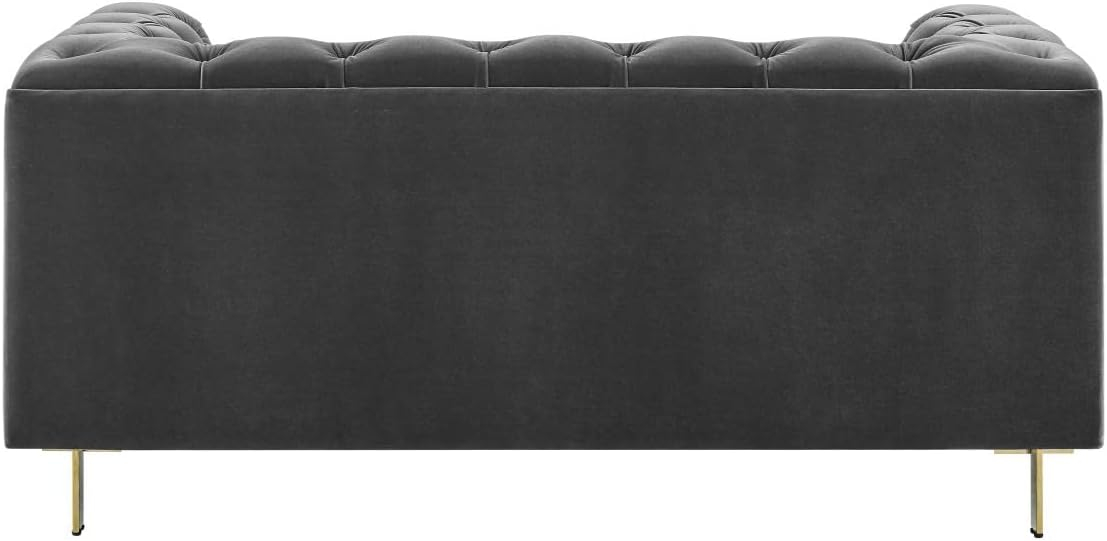Charlene Gray Velvet Button Tufted Loveseat