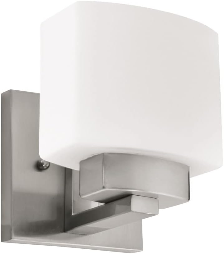 Design House Dove Creek Dimmable Wall Light Sconce with Frosted Glass, Satin Nickel