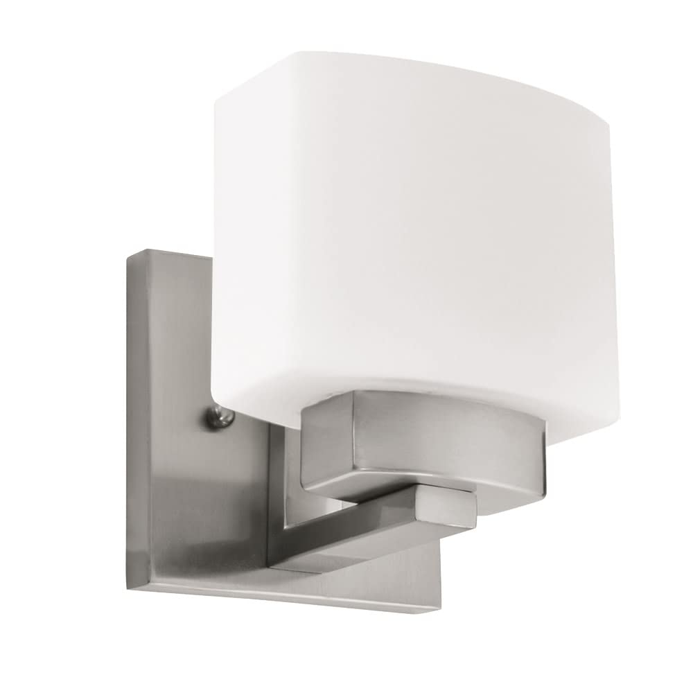 Design House Dove Creek Dimmable Wall Light Sconce with Frosted Glass, Satin Nickel