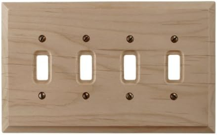 Unfinished Alder Wood Quad Toggle Wallplate