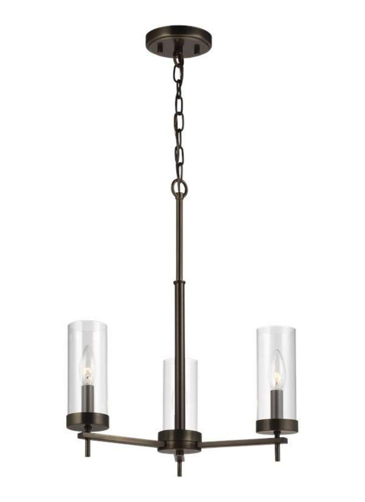 Brushed Oil Rubbed Bronze Mini 3-Light Chandelier with Clear Glass Shades