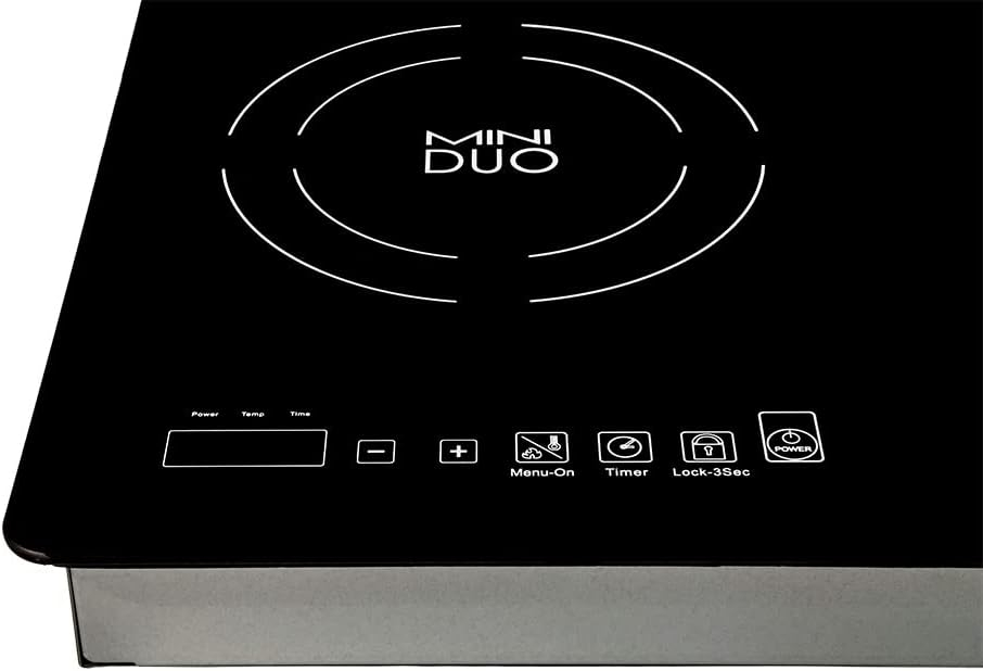 True Induction MD-2B Built-in UL858 Certified, 20-inch Mini Duo Dual Induction Cooktop 1750W Glass-Ceramic Top