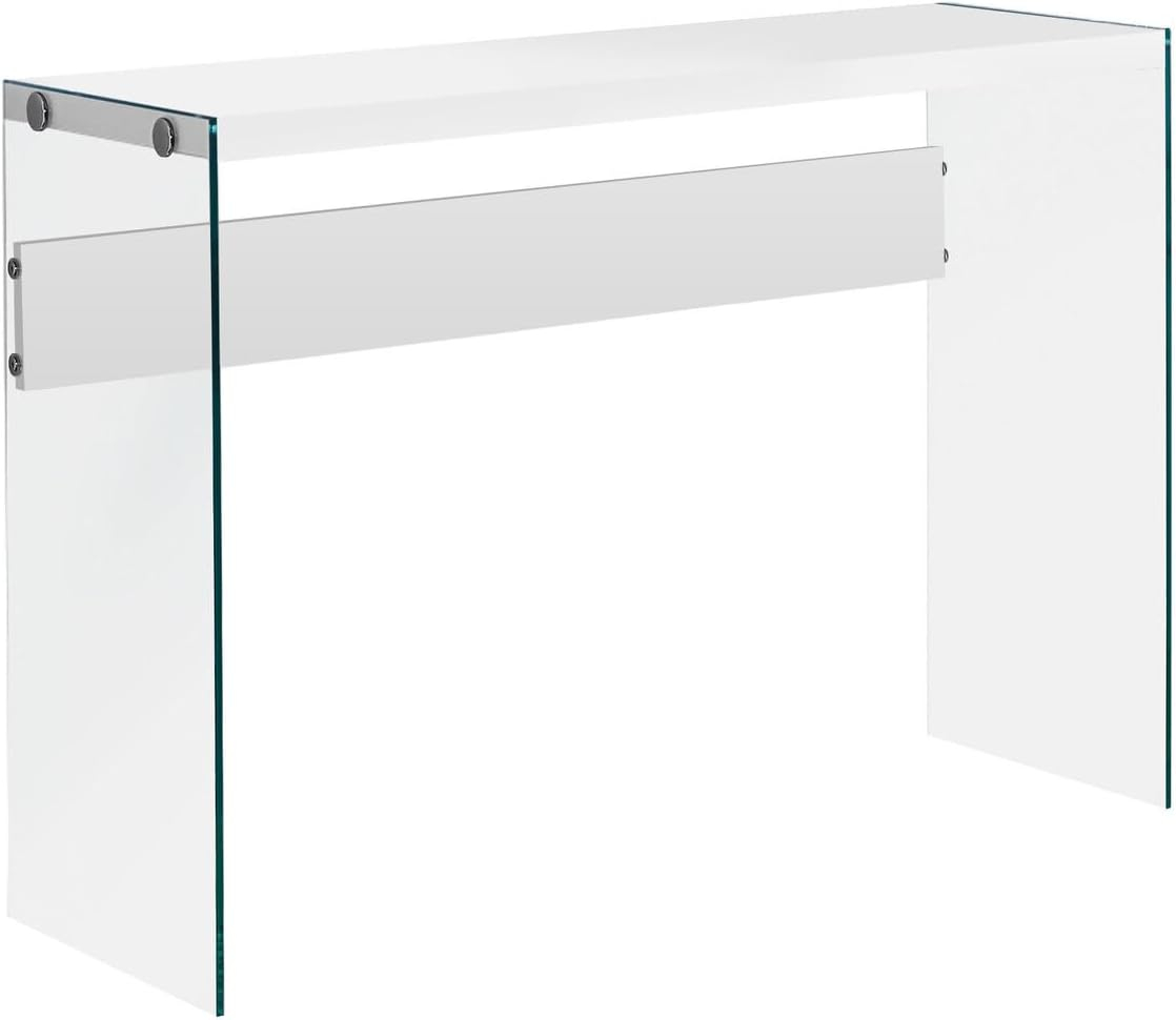 Monarch Specialties Accent Table, Console, Entryway, Narrow, Sofa, Living Room, Bedroom, Tempered Glass, Laminate, Clear, Contemporary