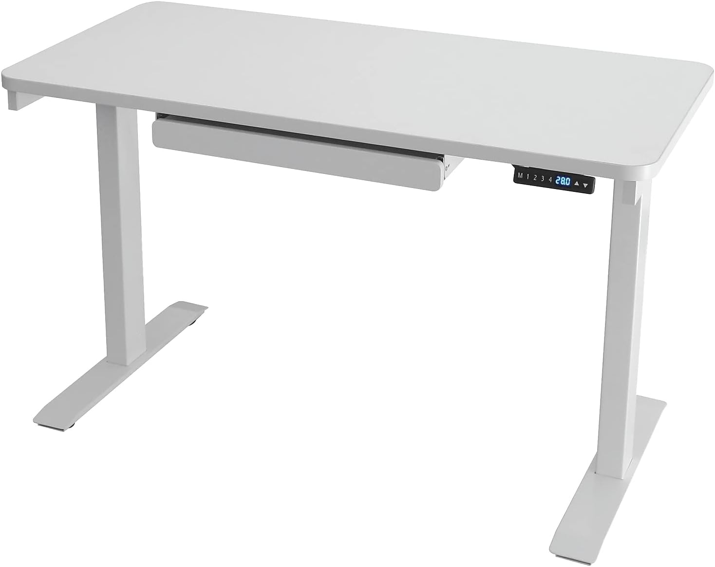 Motionwise White Electric Height Adjustable Standing Desk, 24”x48", Height Adjustable 28"-48" with 4 pre-set height adjustments and USB Charge Port, Multiple Colors