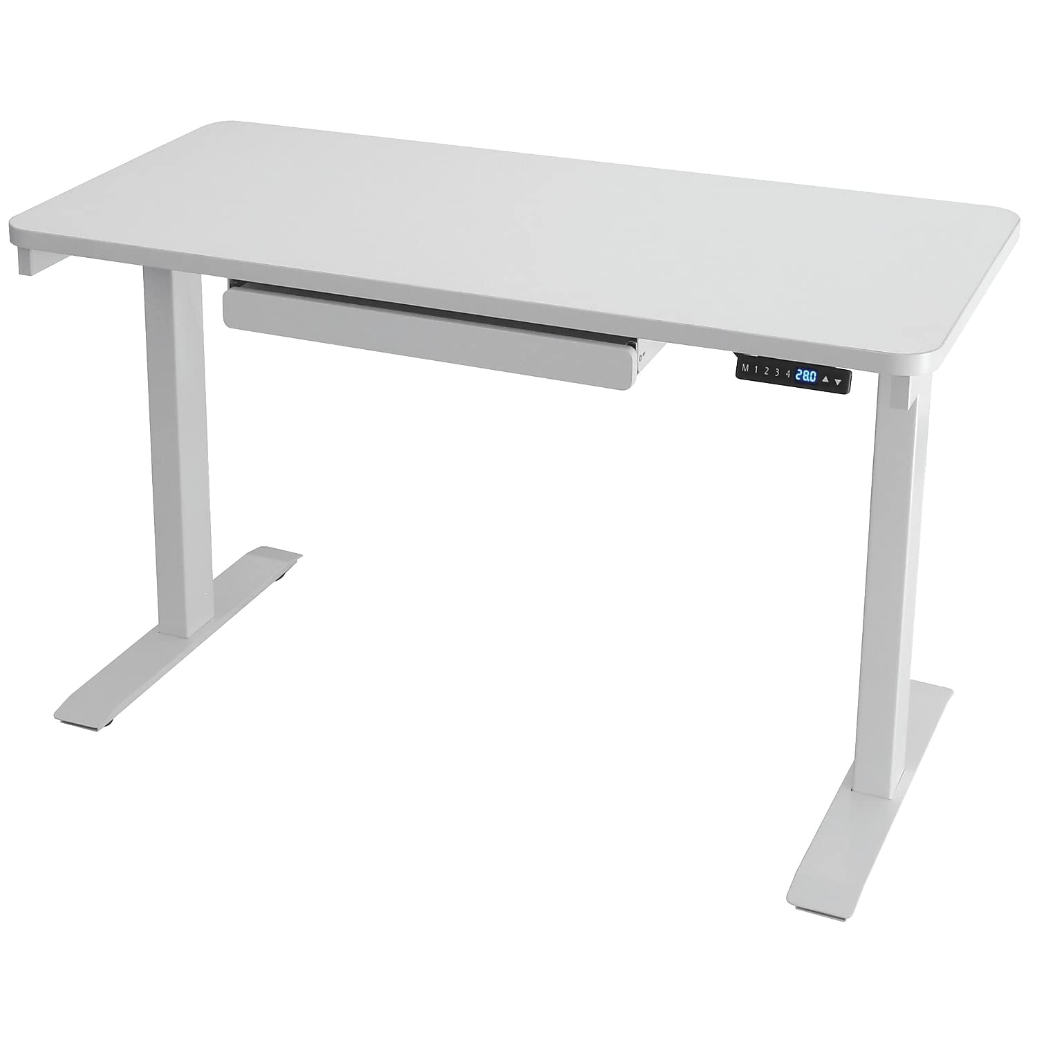 Motionwise White Electric Height Adjustable Standing Desk, 24”x48", Height Adjustable 28"-48" with 4 pre-set height adjustments and USB Charge Port, Multiple Colors