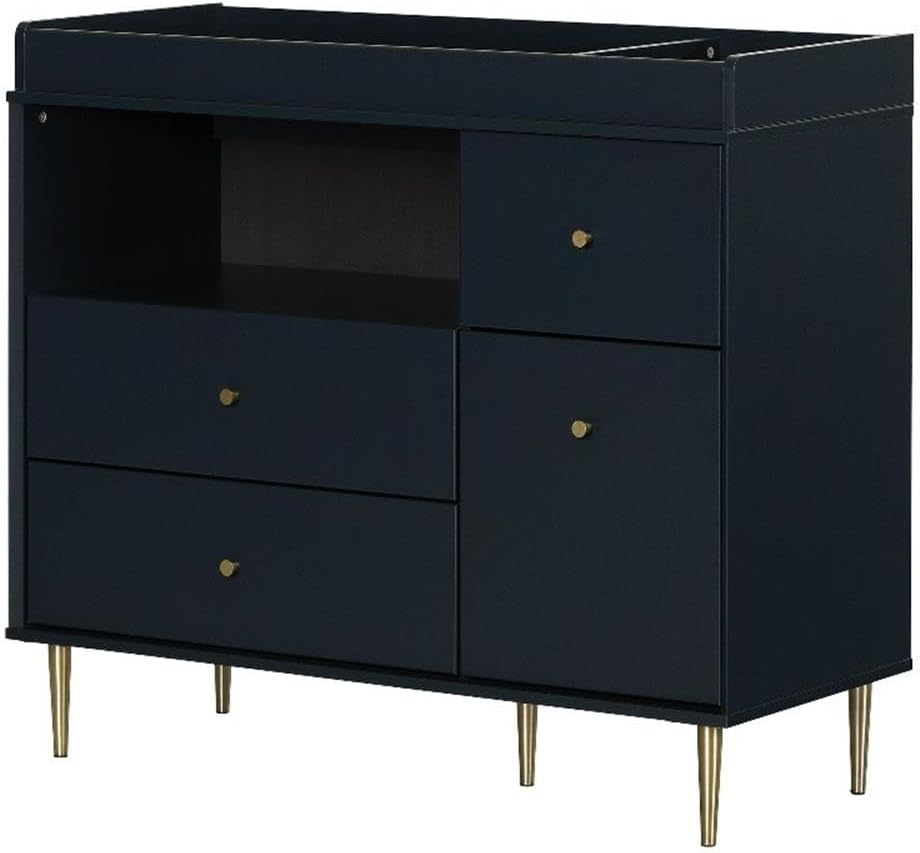 Maykoosh Rococo Radiance Changing Table With Drawers And Open Storage Navy Blue
