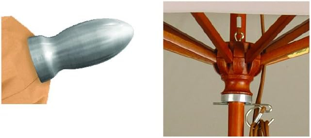 California Umbrella 9' Round Hardwood Frame Market Umbrella, Stainless Steel Hardware, Push Open, Woven Granite Olefin