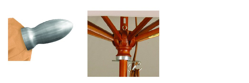 California Umbrella 9' Round Hardwood Frame Market Umbrella, Stainless Steel Hardware, Push Open, Woven Granite Olefin