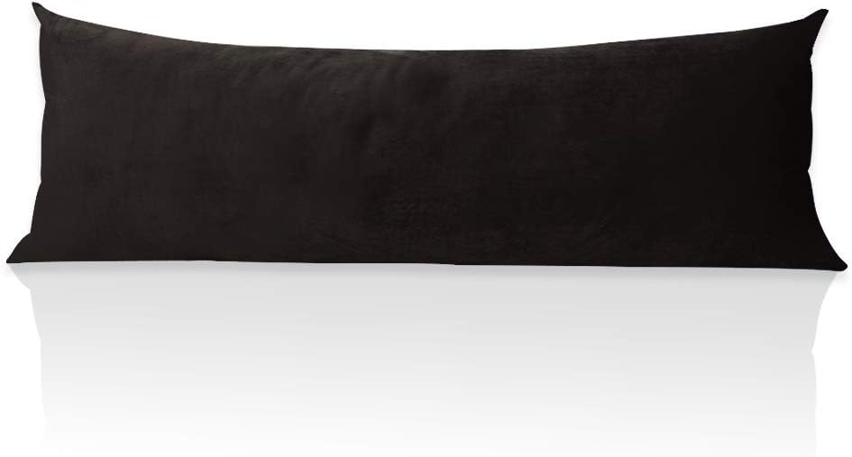 StangH Black Body Pillow Pillowcase, 20 x 54 inches Soft Velvet Pillow Cover with Zipper Closure, Warm Cozy Body Pillowcase for Adults Pregnant Women, 1 Piece