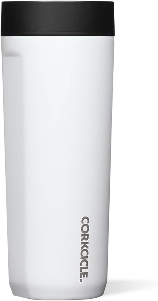 Corkcicle 17 oz Commuter Cup, Spill-Proof, Triple Insulated, Gloss White