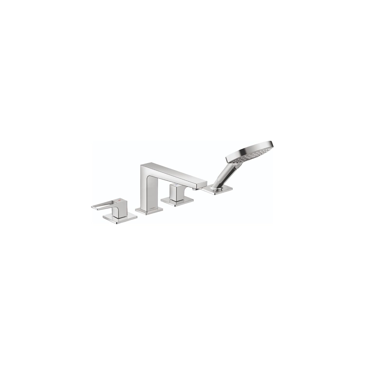 Metropol Double Handle Deck Mounted Roman Tub Faucet Trim with Diverter and Handshower