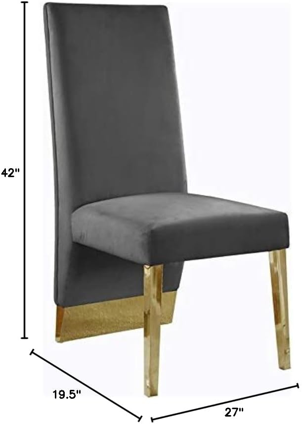 Meridian Furniture Porsha 19"H Velvet Dining Chair in Gray (Set of 2)