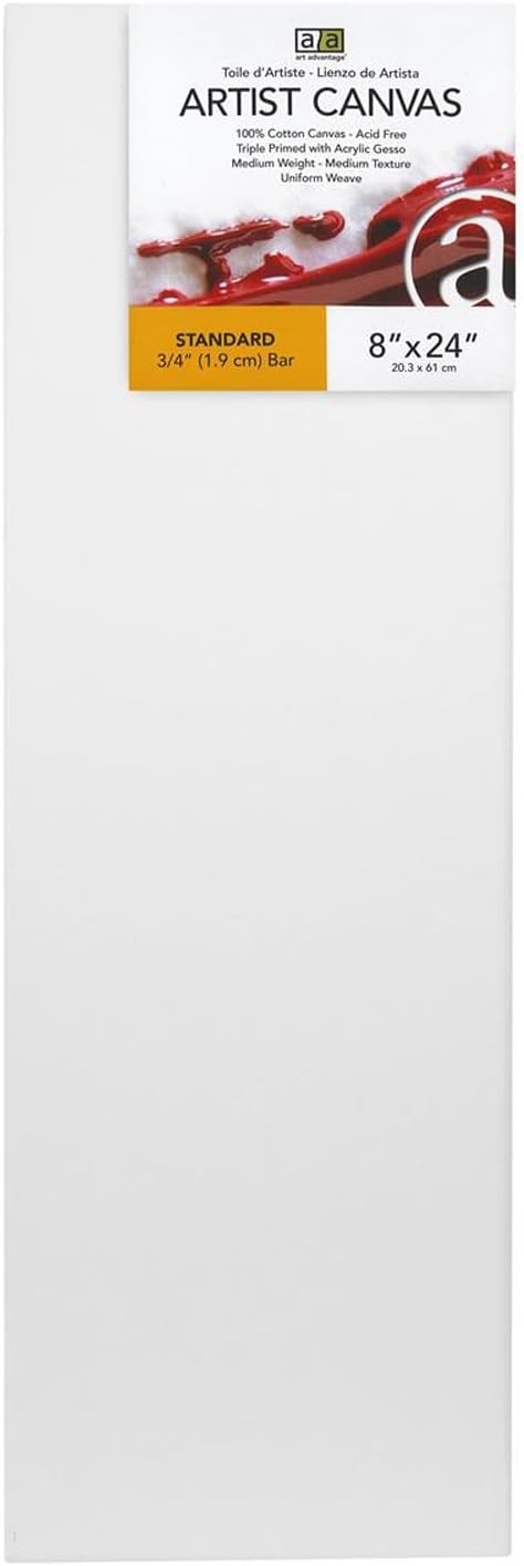 Art Advantage Artist Canvas Visual Edge 8x24, Stretched Canvas for Painting, Blank Canvas for Acrylics & Oils, Canvases for Artists, Professional Pre-Stretched Canvas