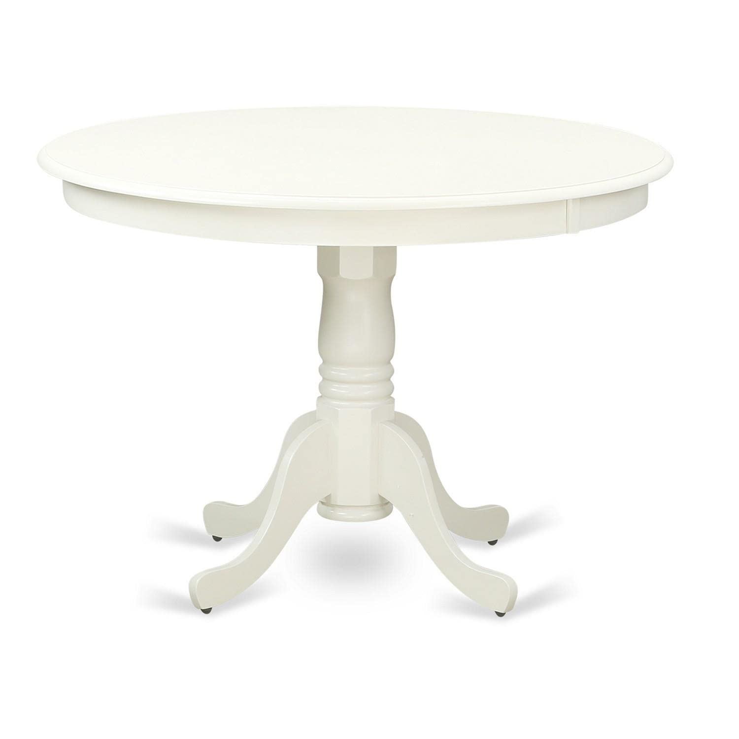 Linen White Round Wood Dining Table Set with 4 High Back Chairs