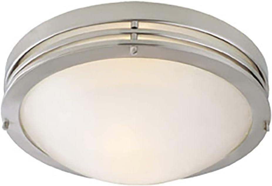 Design House 503284 Traditional 2-Light Indoor 14 Inch Ceiling Mount Dimmable Alabaster Glass for Bedroom Hallway Kitchen Dining Room, Satin Nickel