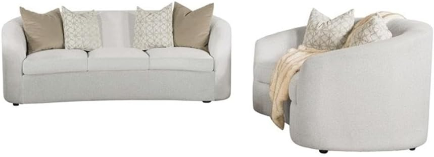 Coaster Company 2 Piece Mid Century Boucle Sofa And Loveseat Set Latte