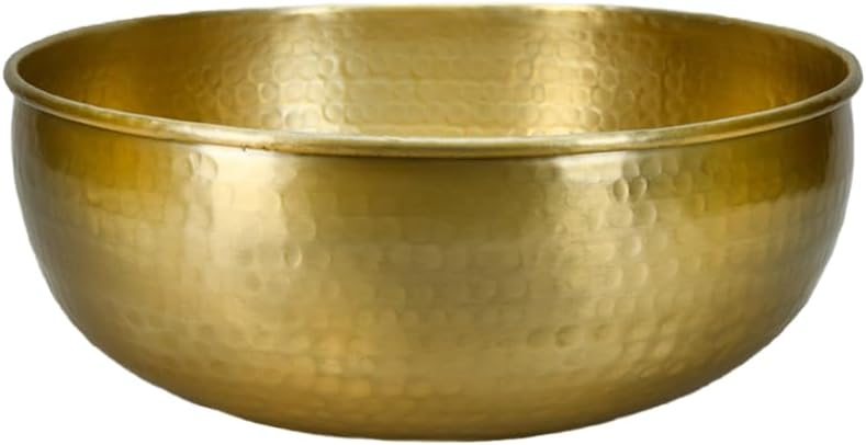 Serene Spaces Living Lightweight Antique Brass Decorative Bowl - Elegant Potpourri Catchall for Diwali Home Décor, Entryway and Dining Table, 2.75" Tall & 7.5" Diameter