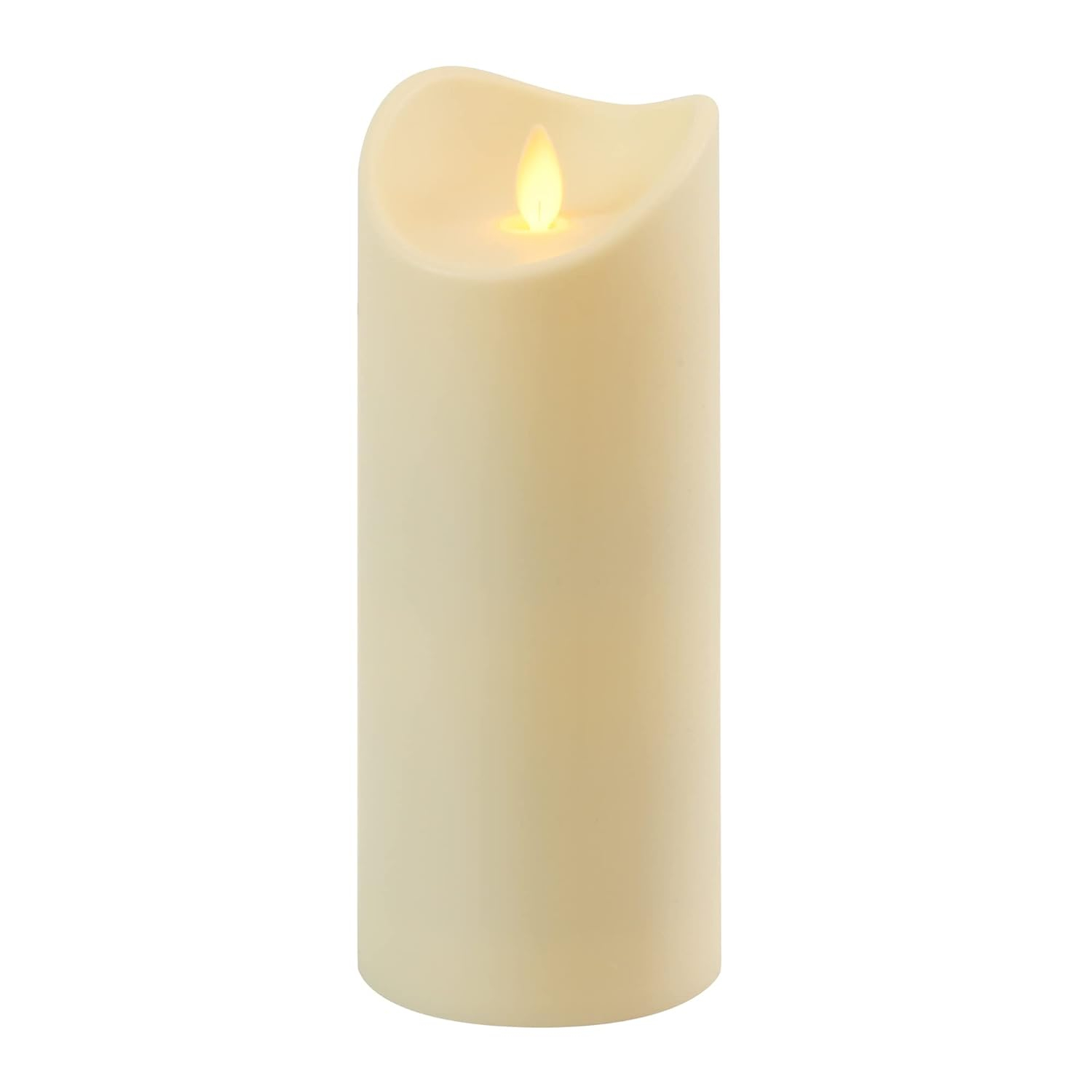 LumaBase Battery Operated 12" Pillar Candle with Flickering Flame