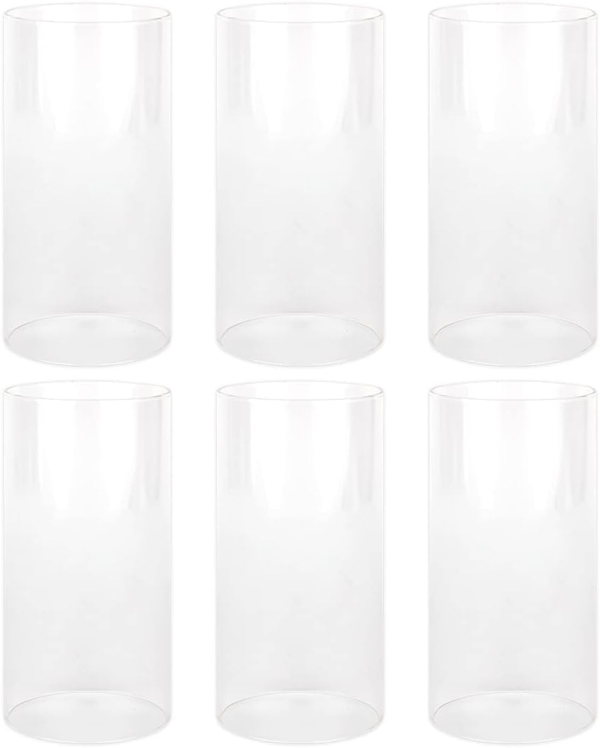 Koyal Wholesale 4" x 8" Glass Hurricane Candle Holder Shades - Chimney Glass Tube Covers for Taper & Pillar Candles, 6pk