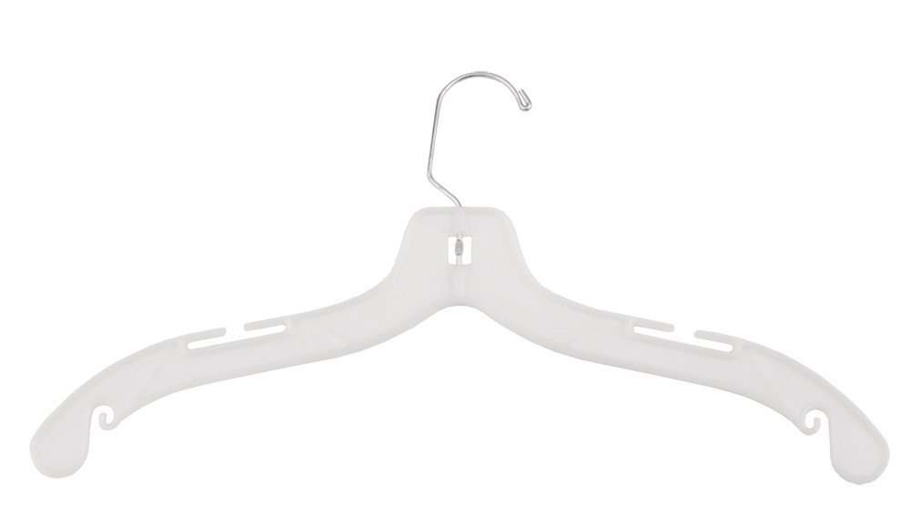 NAHANCO #1505 17" White Medium Weight Plastic Shirt Hangers (Pack of 100)