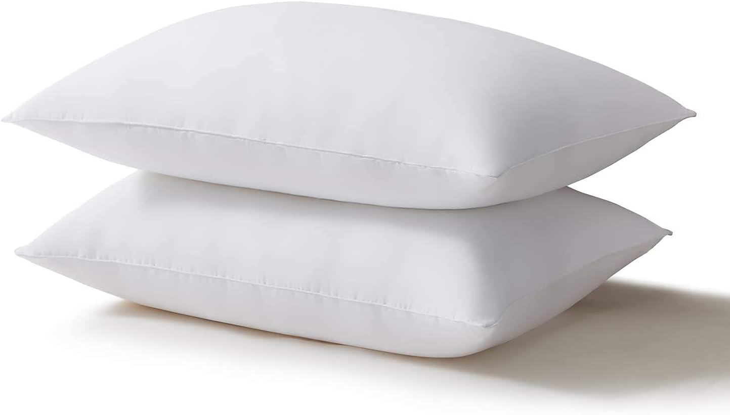 Acanva Bed Pillows for Sleeping 2 Pack, Alternative Microfiber Filled, Natural Cover Skin-Friendly, Soft and Supportive for Side Back Sleepers, Standard (Pack of 2), White 2 Count