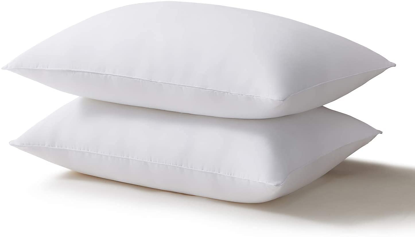 Acanva Bed Pillows for Sleeping 2 Pack, Alternative Microfiber Filled, Natural Cover Skin-Friendly, Soft and Supportive for Side Back Sleepers, Standard (Pack of 2), White 2 Count