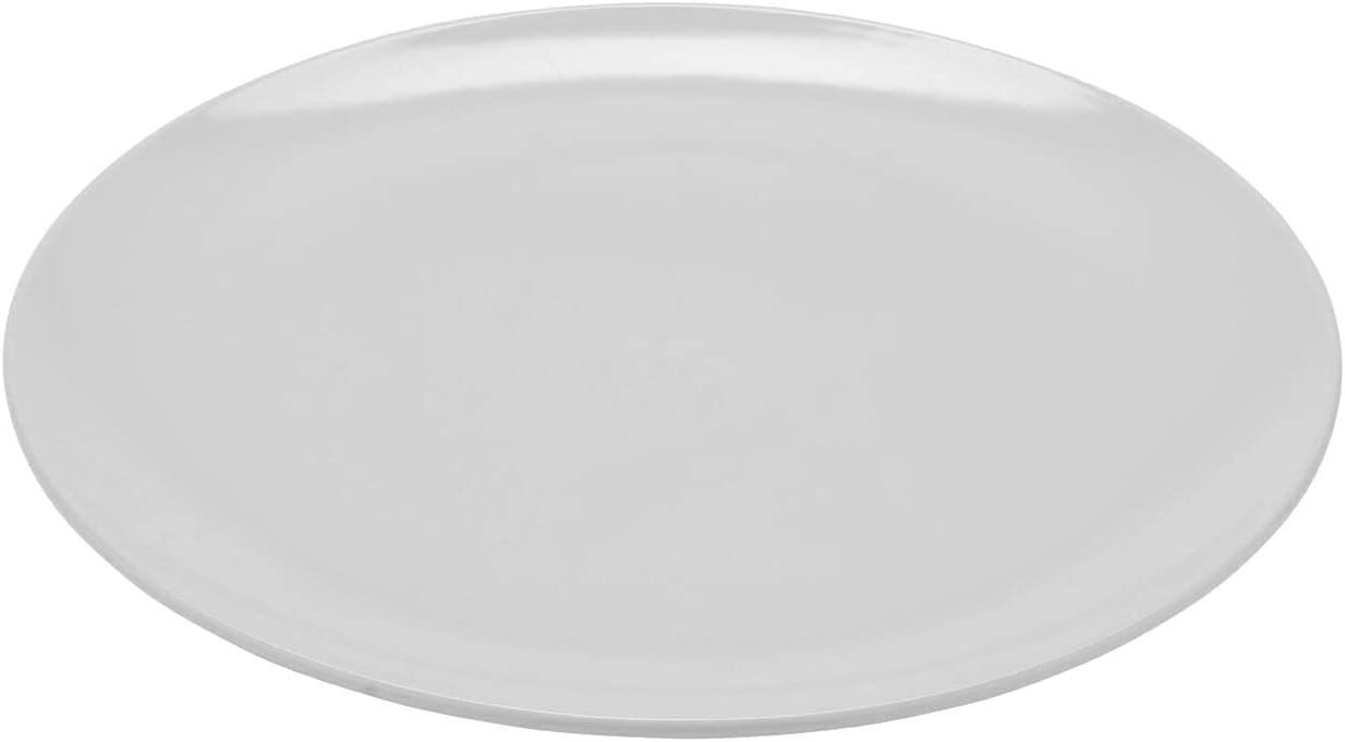 White Round Melamine Break-Resistant Dinner Plate, 14-inch