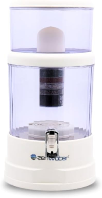 ZENWATER 8 Stage Gravity Water Filteration System - Portable Countertop Water Filter System - Alkaline Water Filter System - 6 Gallon
