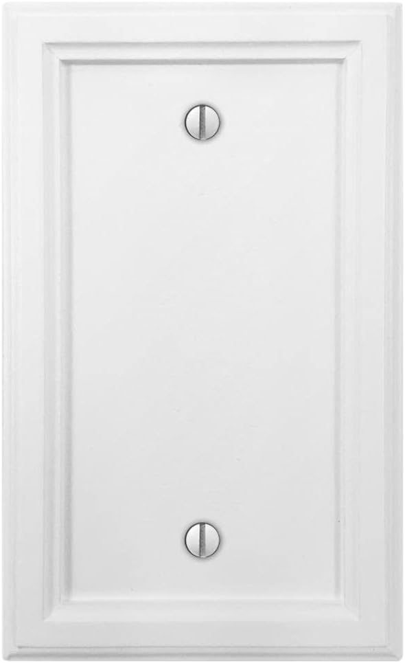 Amerelle 4052BW Elly Wallplate, 1 Blank, Wood, White, 1-Pack