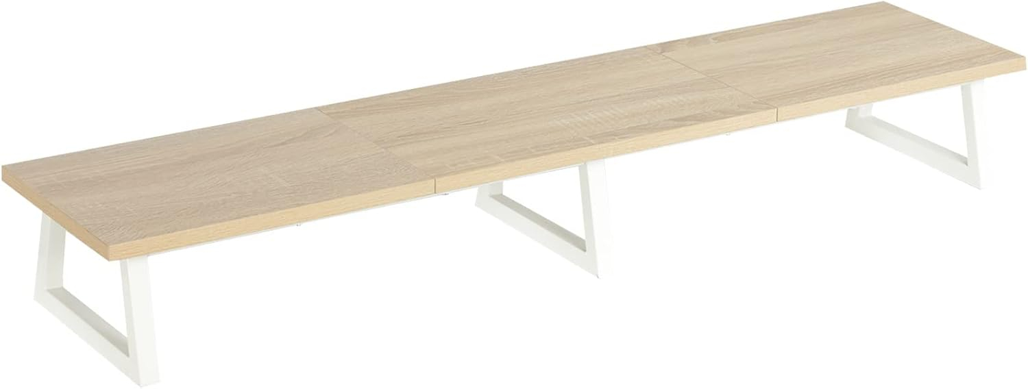 TEAMIX Large Dual Monitor Riser - Wood & Steel Desk Organization - Maple, 42 inch
