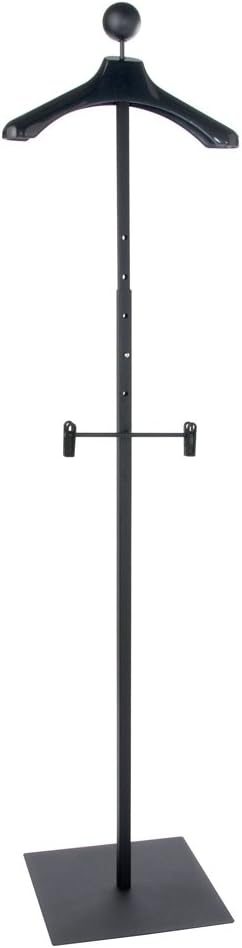 Adjustable Matte Black Metal Floor Standing Costumer with Hanger