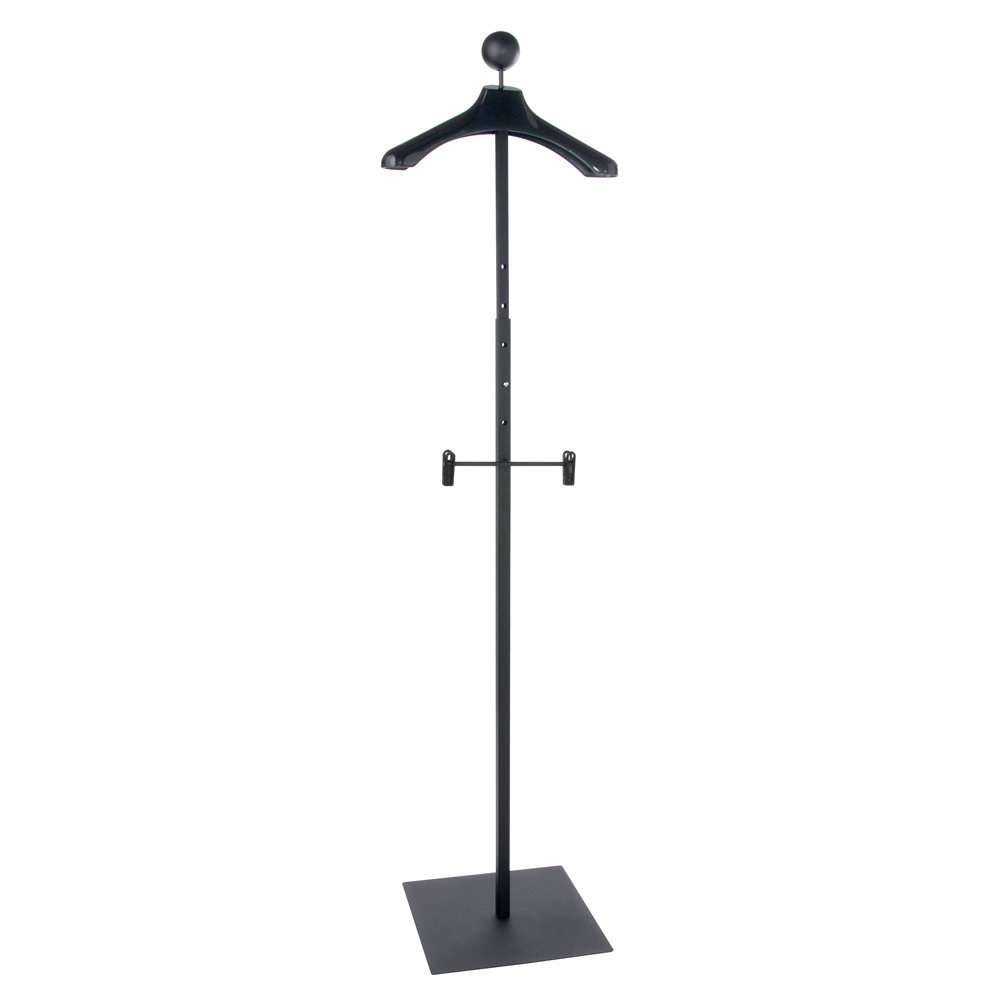 Adjustable Matte Black Metal Floor Standing Costumer with Hanger