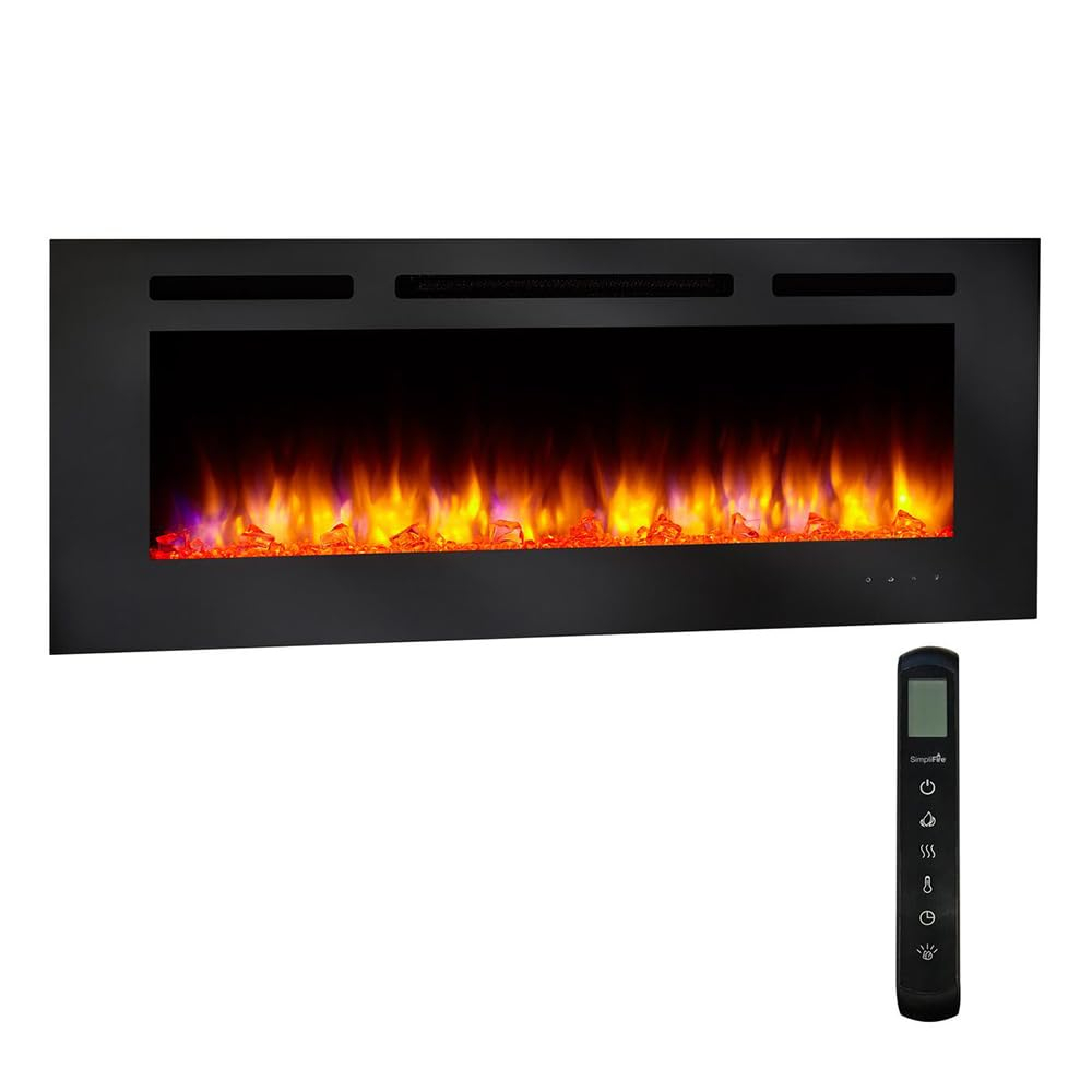 SimpliFire Allusion 60.25" W x 20.25" H x 5.6" D Wall Mount Electric Fireplace - Black, SF-ALL60-BK