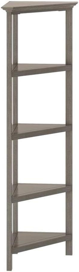 NewRidge 4-Tier Corner Wooden Bookcase Washed Grey