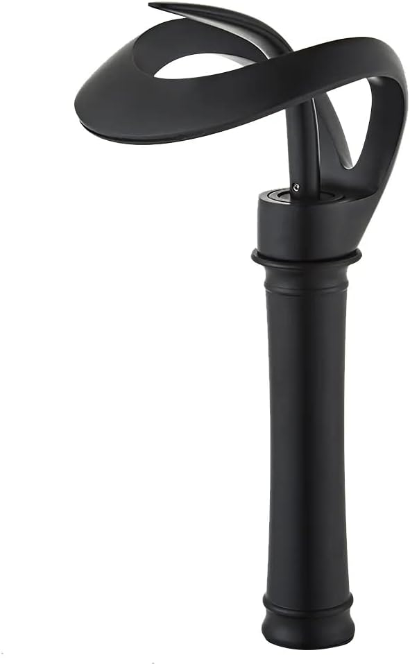 Tall Black Brass Waterfall Single Handle Bathroom Faucet