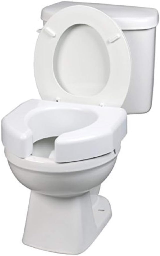 Ableware Basic White Plastic Raised Toilet Seat 3" Height Up to 350 lbs