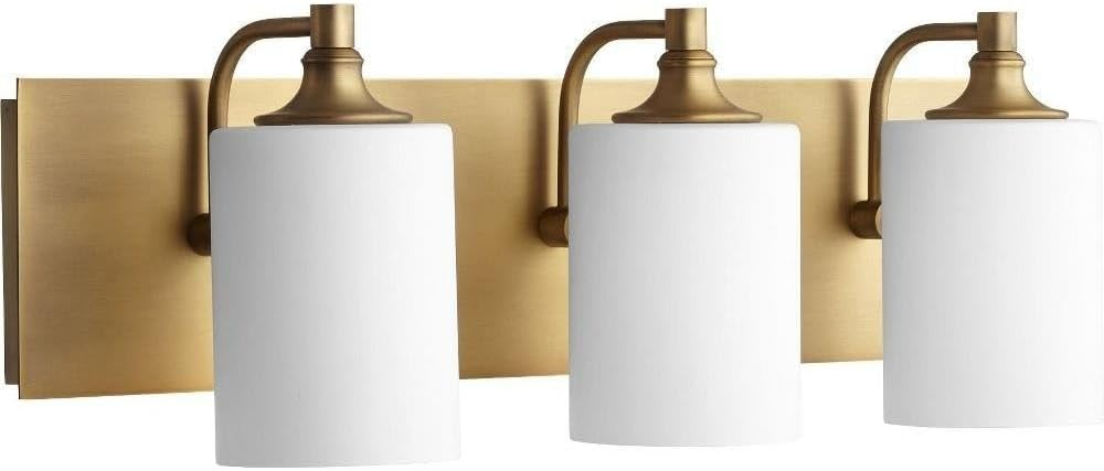 Quorum Lighting Celeste Glass 3-Light Aged Brass Wall Sconce
