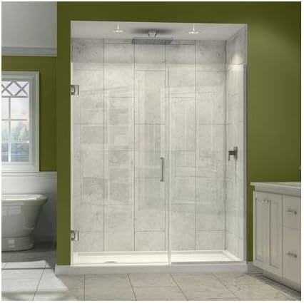 Unidoor Plus Frameless Clear Glass Hinged Shower Door with Black Hardware