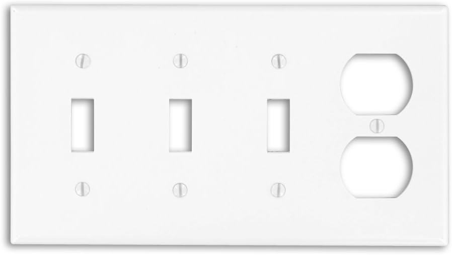 Leviton P38-W Wallplate 4-Gang 3-Toggle 1-Duplex Standard Size Plastic - White