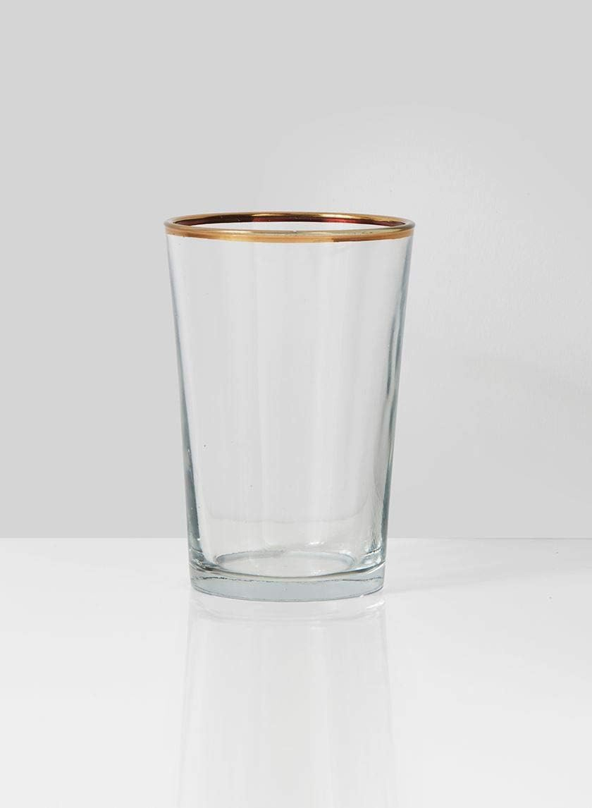 Serene Spaces Living Set of 6 Gold Rimmed Glass Votive Holders, Ideal for use at Home, Wedding, Aromatherapy, Spa, Reiki, Measures 3.5" Tall & 2.5" Diameter