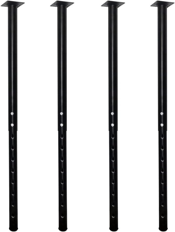 QLLY Adjustable Metal Table Leg, 24-40 inch, 60-100cm, Home Office DIY Desk Leg, Furniture Leg Set (4, Black)