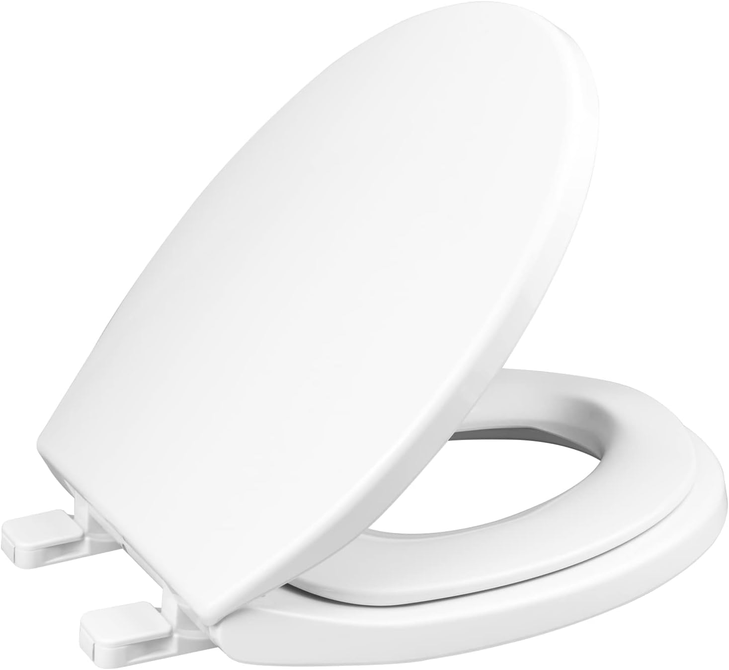 Round Soft Close Toilet Seat, 17-Inch Quiet Slow Close Round Toilet Lid, Easy Installation & Comfortable Ergonomic Design, Durable Plastic, White