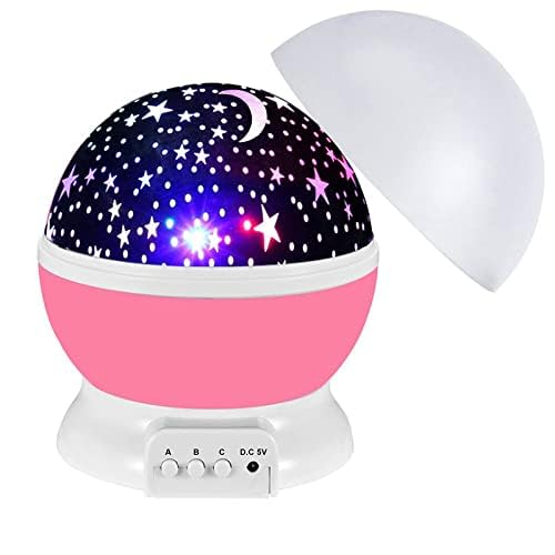 Gabba Goods, Baby Nightlight, Night Light, Nursery, Moon Star Projector 360 Degree Rotation, 4 LED Bulbs 6 Light Modes Changing with USB Cable, Unique Gifts for Men Women Kids Best Baby Gifts