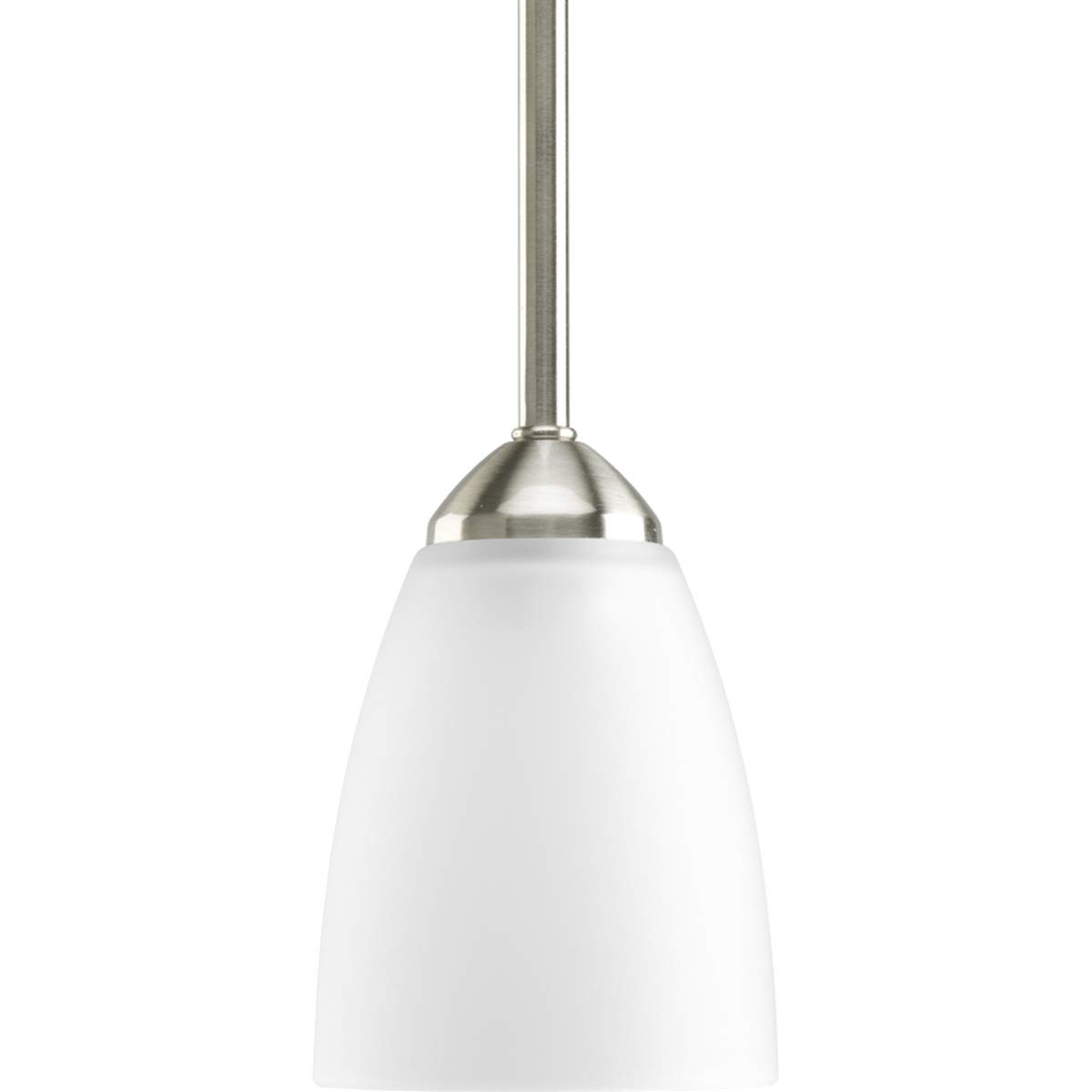 Progress Lighting Gather 1-Light Mini-Pendant, Brushed Nickel, Etched Glass Shade