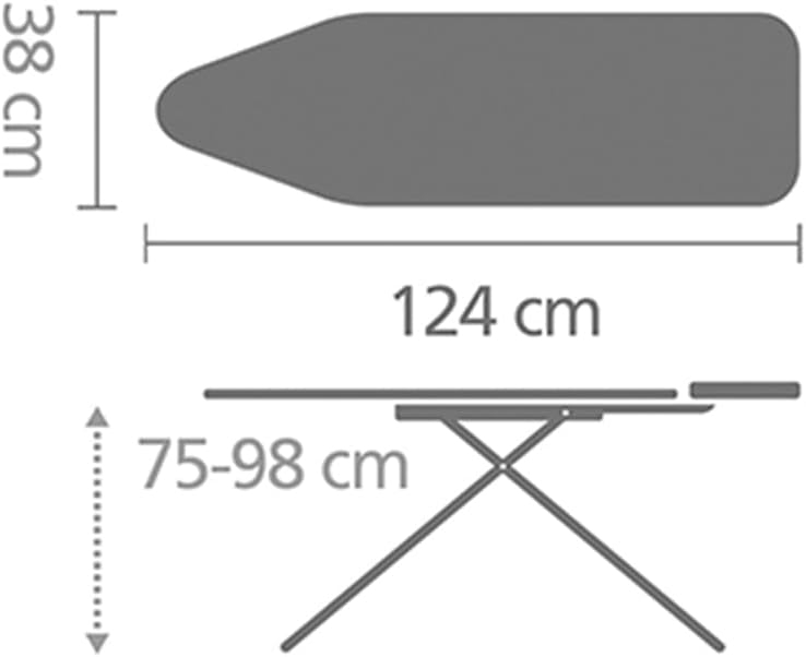 Brabantia Black Freestanding Folding Ironing Board with Metal Steam Unit Holder